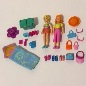 Polly Pocket Mixed Lot of Fashion Polly Dolls and Beach Accessories Y2K Mattel